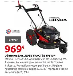 Rural Master Temver débroussailleuse tractée tf510h offre