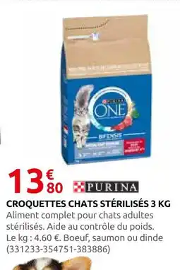 Rural Master Purina one croquettes chats stérilisés 3 kg offre