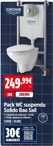 Screwfix Grohe pack wc suspendu solido bau sail offre
