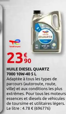 Rural Master Totalenergies huile diesel quartz 7000 10w-40 5 l offre