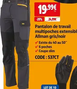 Screwfix Site pantalon de travail multipoches extensible allman gris/noir offre