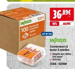 Screwfix Wago connecteurs à levier 3 entrées offre