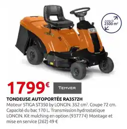 Rural Master Temver tondeuse autoportée ra3572h offre