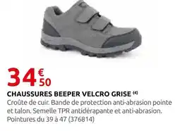 Rural Master Chaussures chaussures beeper velcro grise offre