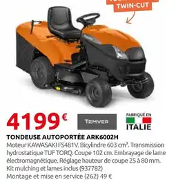 Rural Master Temver tondeuse autoportée ark6002h offre