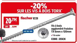Screwfix Fischer vis à bois aggloméré fraisées tx 6mm x 120mm offre