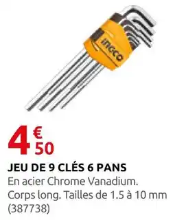 Rural Master Jeu de 9 clés 6 pans offre