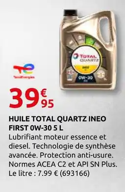 Rural Master Total huile quartz ineo first 0w-30 offre