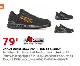 Rural Master U-power chaussures secu matt esd s3 ci src offre