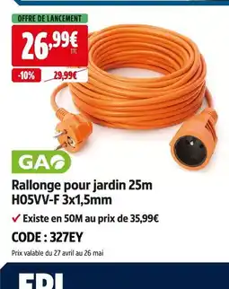 Screwfix Gao rallonge pour jardin 25m offre