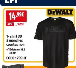 Screwfix Dewalt t-shirt 3d à manches courtes noir offre