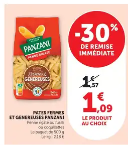Super U Panzani pâtes fermes et généreuses offre