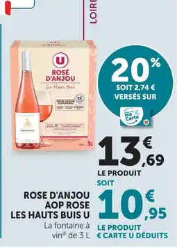 Super U U rosé d'anjou aop rose les hauts buis offre