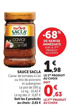 Super U Sacla sauce offre