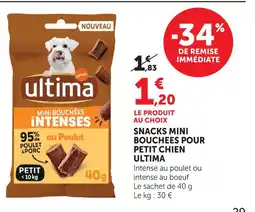 Super U Ultima snacks mini bouchées pour petit chien offre