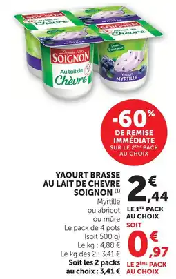 Super U Soignon yaourt brassé au lait de chèvre offre
