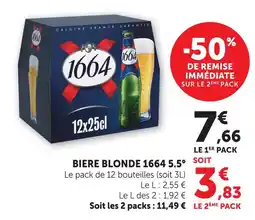 Super U 1664 bière blonde 5.5° offre
