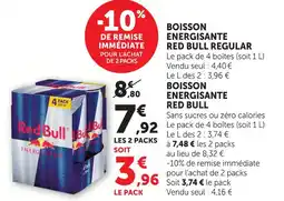 Super U Red bull boisson energisante regular offre