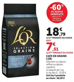 Super U L'or cafe en grains offre