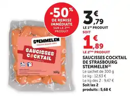 Super U Stemmelen saucisses cocktail de strasbourg offre