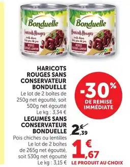 Super U Bonduelle haricots rouges sans conservateur offre