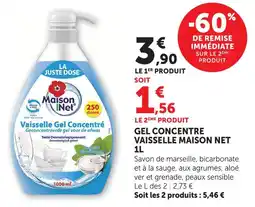 Super U Maison net gel concentre vaisselle 1 l offre
