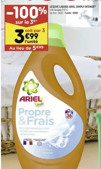 Leader Price Lessive Liquide Ariel Simply Intense offre