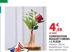 Super U Composition muguet 3 brins + 1 fleur offre