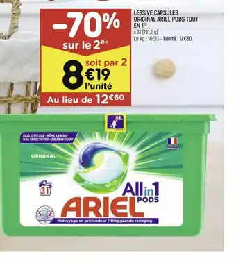 Leader Price Lessive Capsules Original Ariel Pods Tout En 1 offre