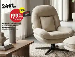 Maxi Bazar Fauteuil andy pivotant à 360° inclinable offre
