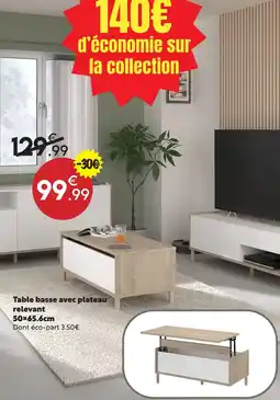 Maxi Bazar Table basse avec plateau relevant offre