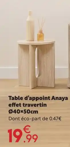 Maxi Bazar Table d’appoint anaya effet travertin offre