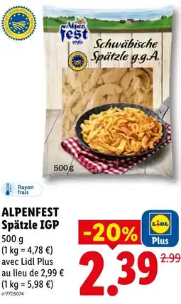 Lidl Alpenfest spätzle igp offre
