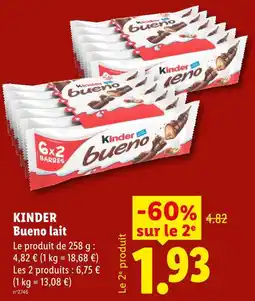 Lidl Kinder bueno lait offre
