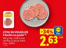Lidl L'étal du volailler 4 hachés au poulet offre