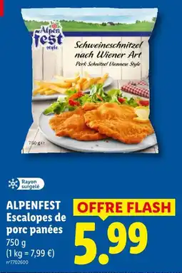 Lidl Alpenfest escalopes de porc panées offre