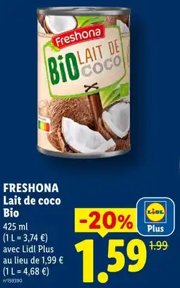 Lidl Freshona lait de coco bio offre