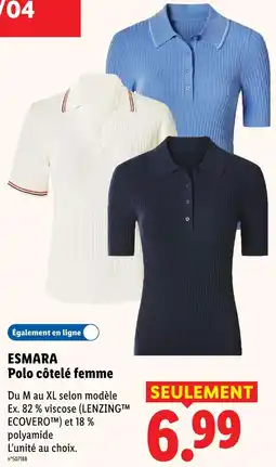 Lidl Esmara polo côtelé femme offre
