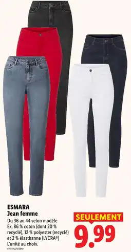 Lidl Esmara jean femme offre