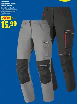 Lidl Parkside pantalon de travail stretch femme offre