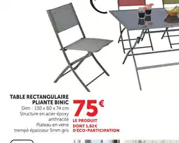 Super U Table rectangulaire pliante binic offre