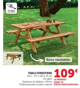 Super U Table forestière offre