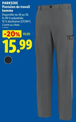 Lidl Parkside pantalon de travail homme offre