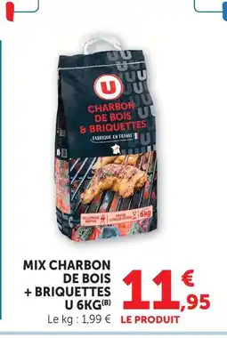 Super U U mix charbon de bois + briquettes offre