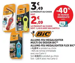 Super U Bic allume-feu megalighter multi ou design offre