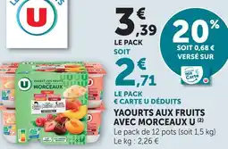 U Express U yaourts aux fruits avec morceaux offre