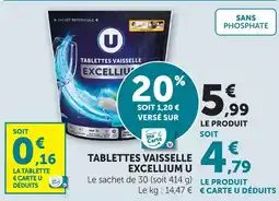 U Express U tablettes vaisselle excellium offre