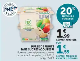 U Express U purée de fruits sans sucres ajoutés offre