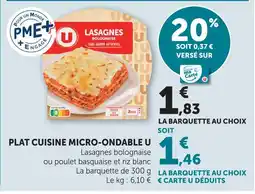U Express U plat cuisine micro-ondable offre