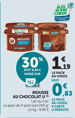 U Express U mousse au chocolat offre